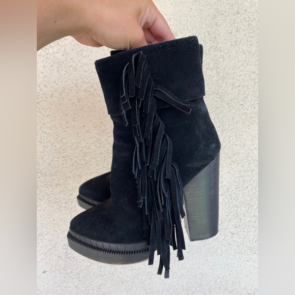 Jeffrey Campbell Shoes - Jeffrey Campbell Ibiza Suede Fringe Boots Black (Size 6)